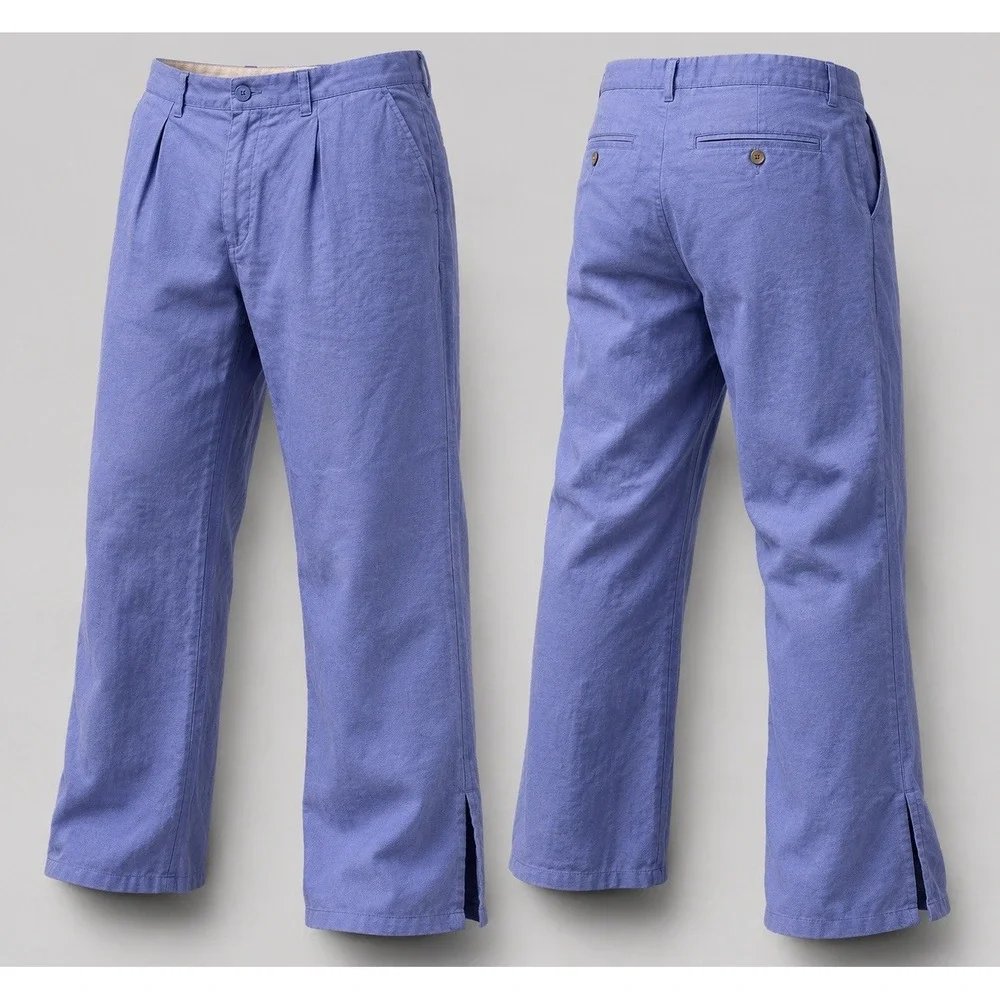 Vtg Polo Ralph Lauren Linen Silk Pants MENS 36X31 LIGHT BLUE  Trousers (Flaw)